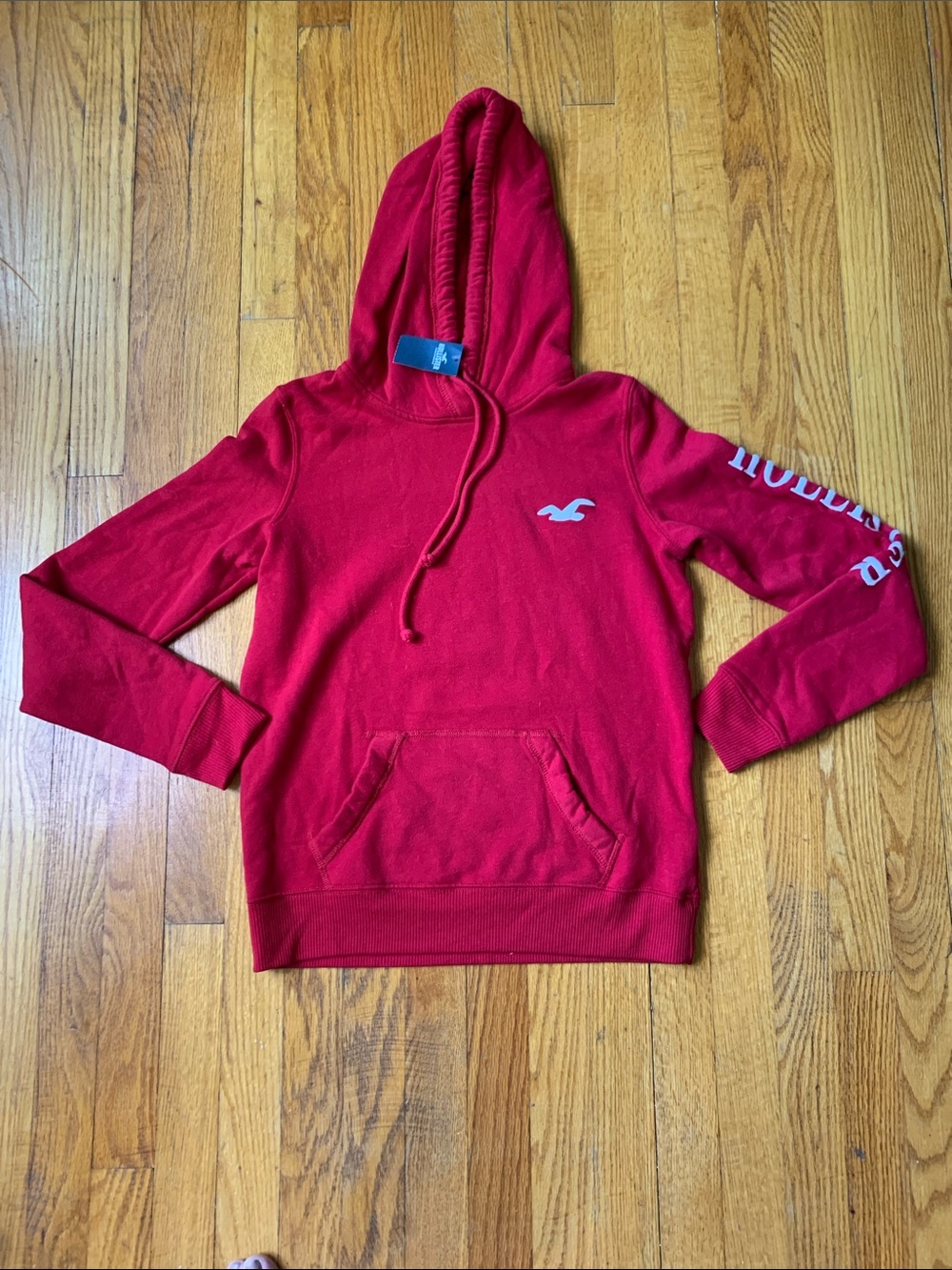 NWT Hollister Red Pullover Hoodie Classic with Logo Size XS